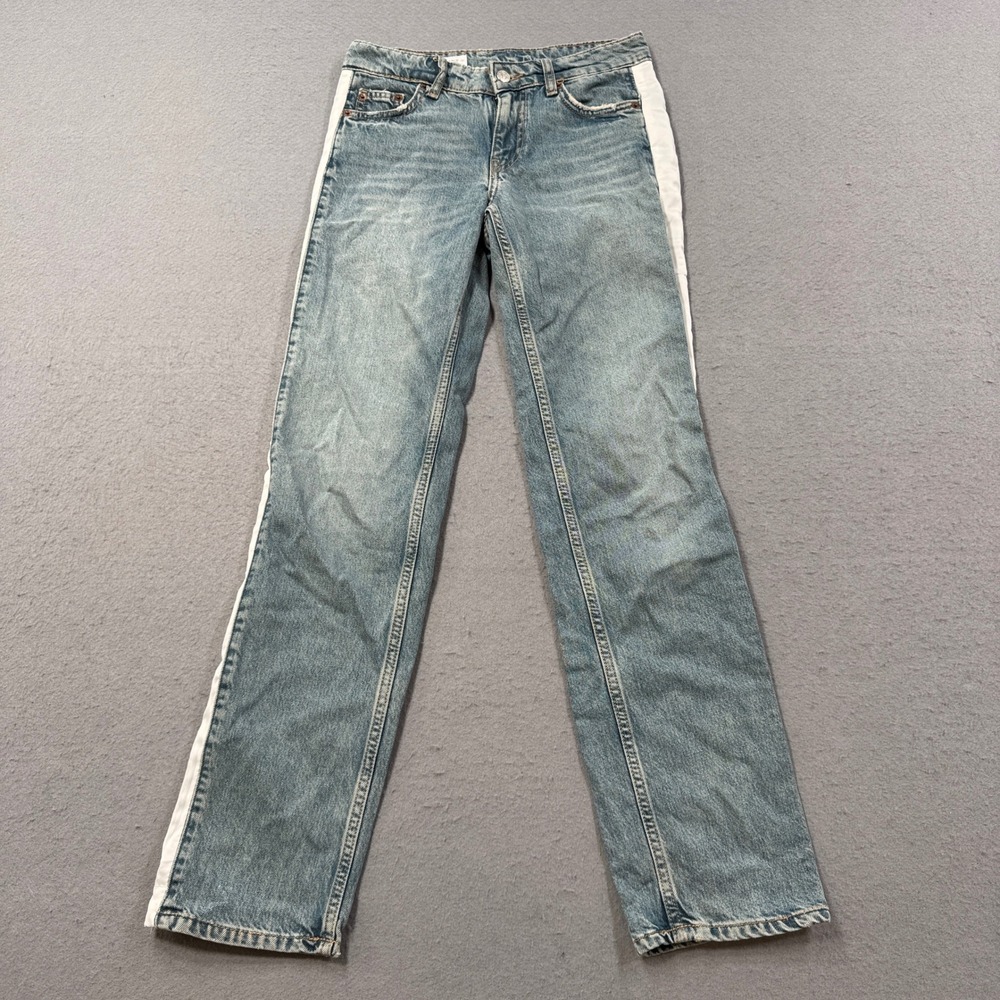 Zara Jeans Women's 0 Blue Denim Light Wash Straight Leg Mid Rise Streetwear Y2K